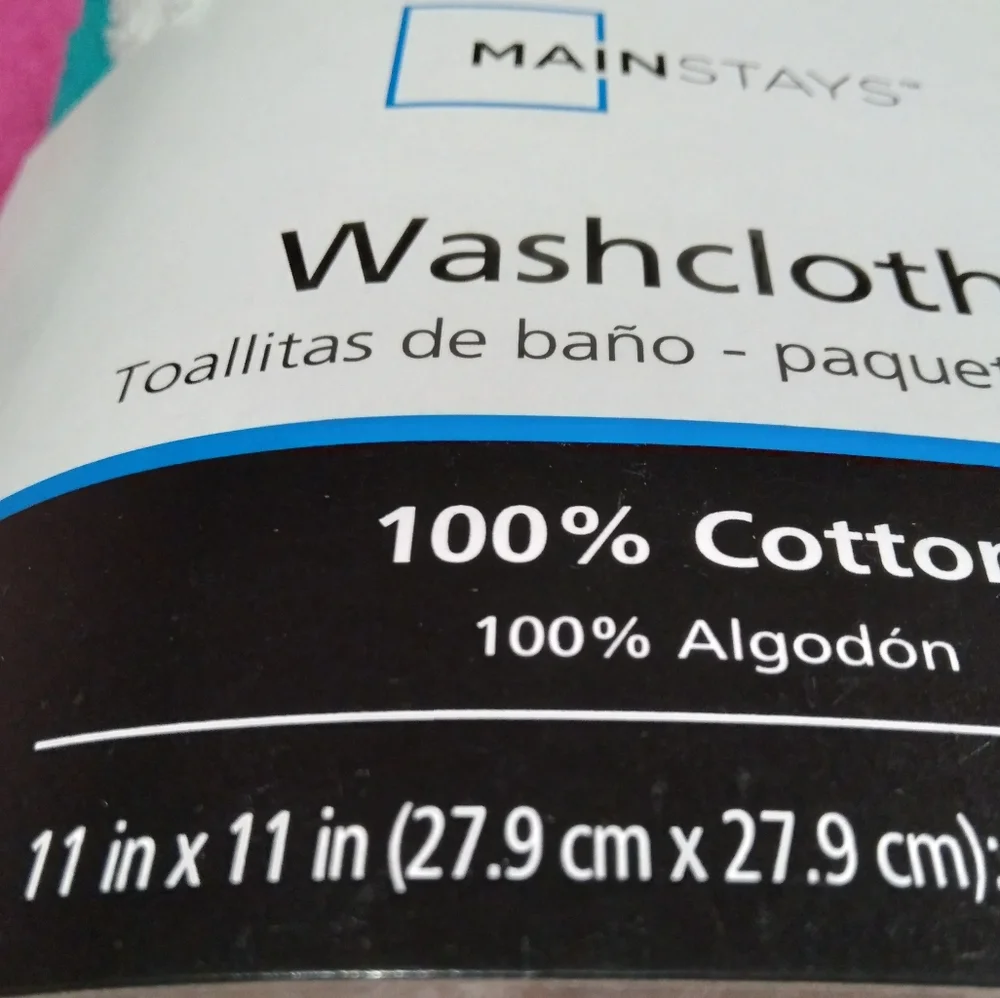 Mainstays cotton washcloths truebright 8-Pack in blue color aqua teal t…